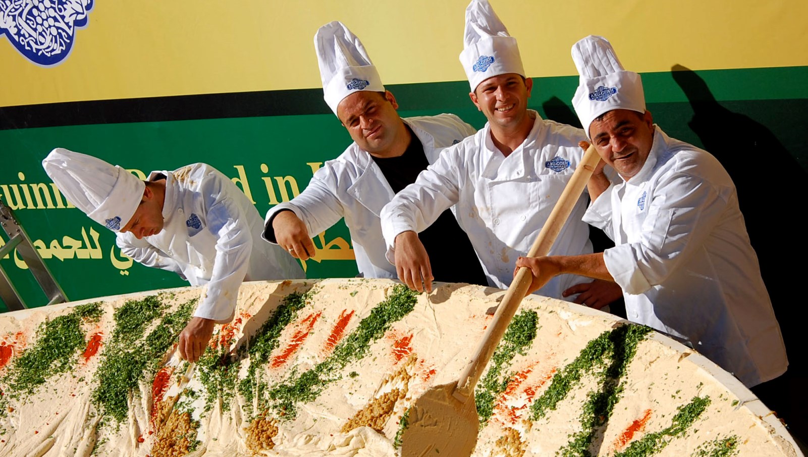 The Abu Ghosh restaurant prepares a 4-ton bowl of hummus in an attempt to set out a Guinness World Records title in 2010. Photo by Rachael Cerrotti/FLASH90