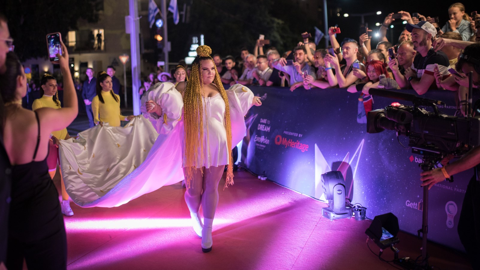 Eurovision 2018 winner Netta Barzilai arrives at the opening event of the 2019 Eurovision Song Contest in Tel Aviv on May 12, 2019. Photo by Hadas Parush/Flash90