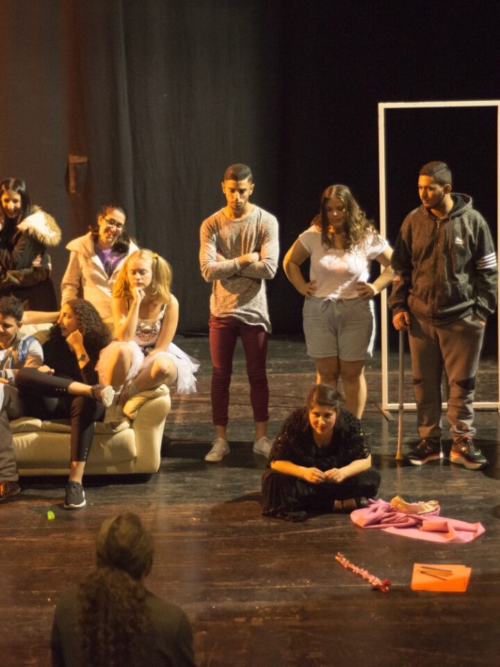 Youth onstage at the Etty Hillesum Youth Theater in Jaffa. Photo by Dan Yosefi