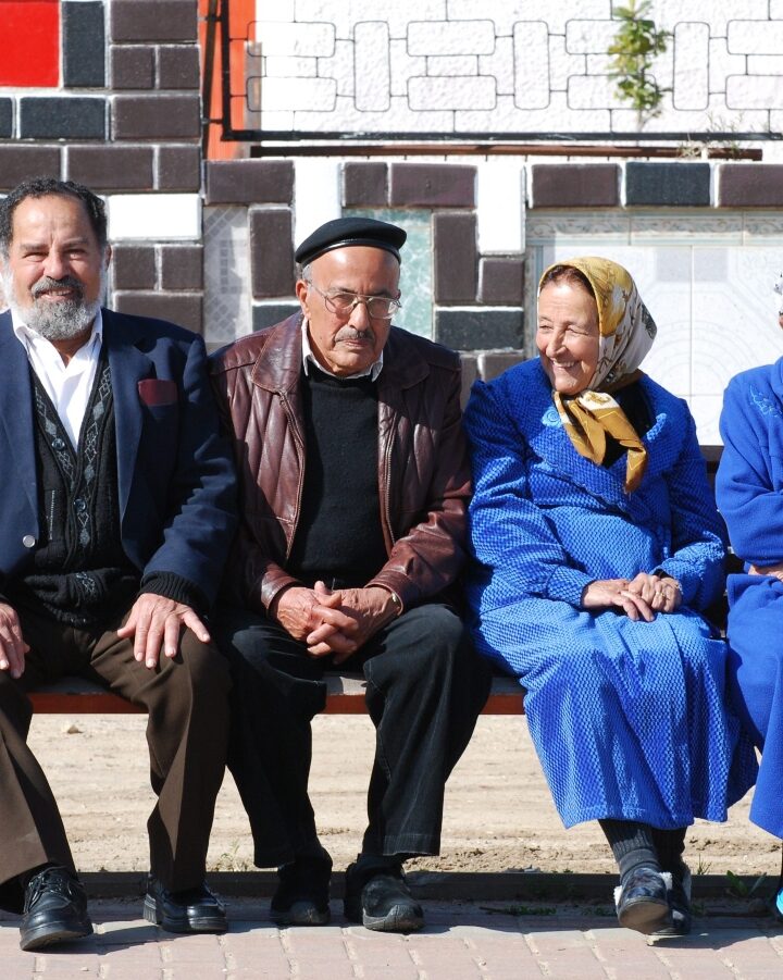 Five elderly residents of Ashkelon, Israel. Photo by Gili Yaari/FLASH90