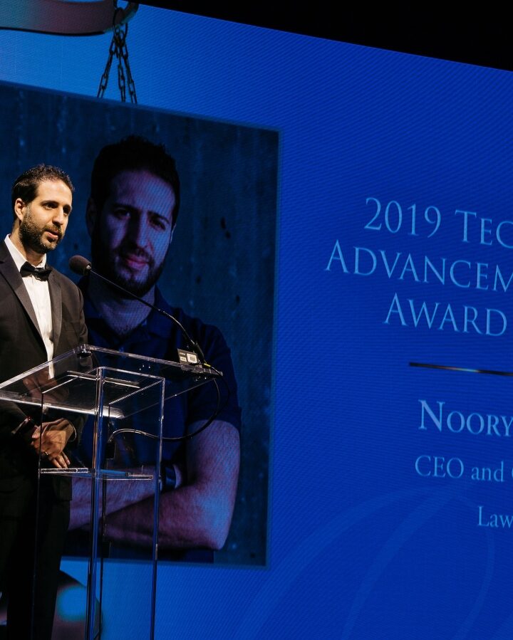 LawGeex CEO Noory Bechor receiving the Burton Award in Washington, DC. Photo: courtesy