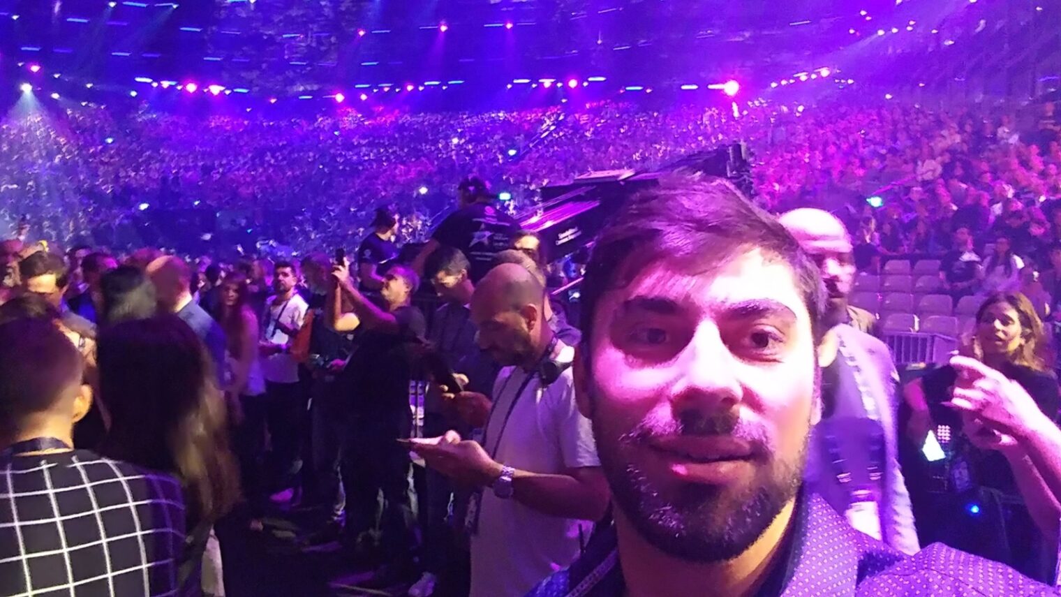 Elan Benor in the audience of the Eurovision finals in Tel Aviv, May 2019. Photo: courtesy