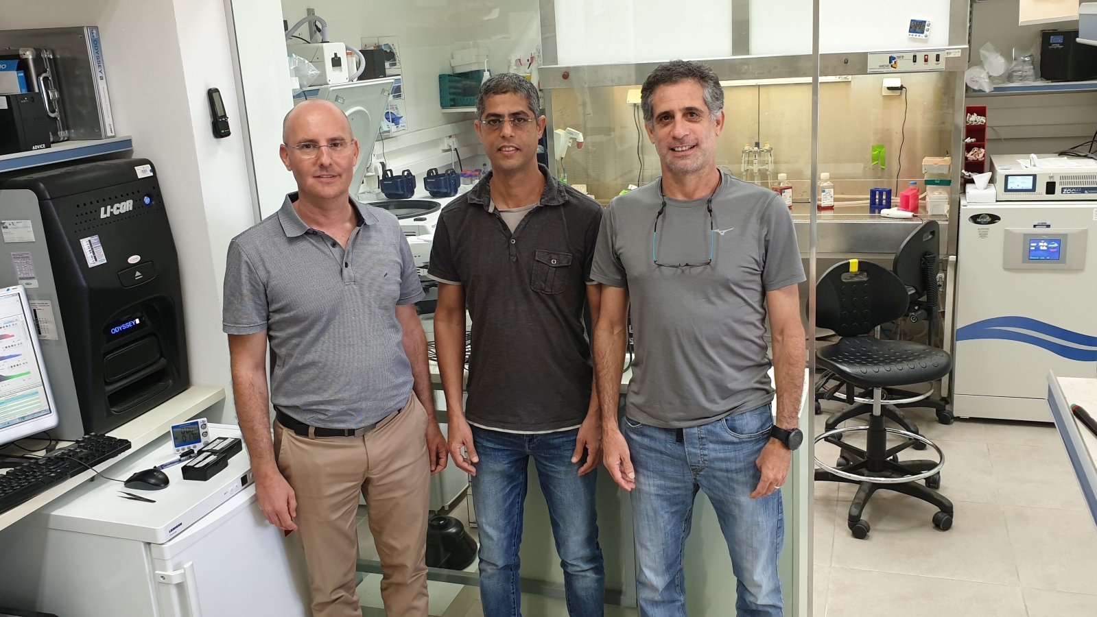 From left, Prof. Udi Qimron, Dr. Ido Yosef and Dr. Motti Gerlic. Photo courtesy of Tel Aviv University
