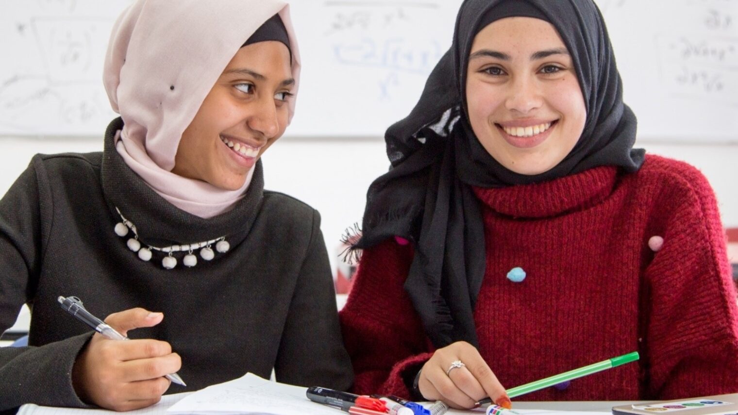 Two young women in the Desert Stars Leadership High School. Photo: courtesy