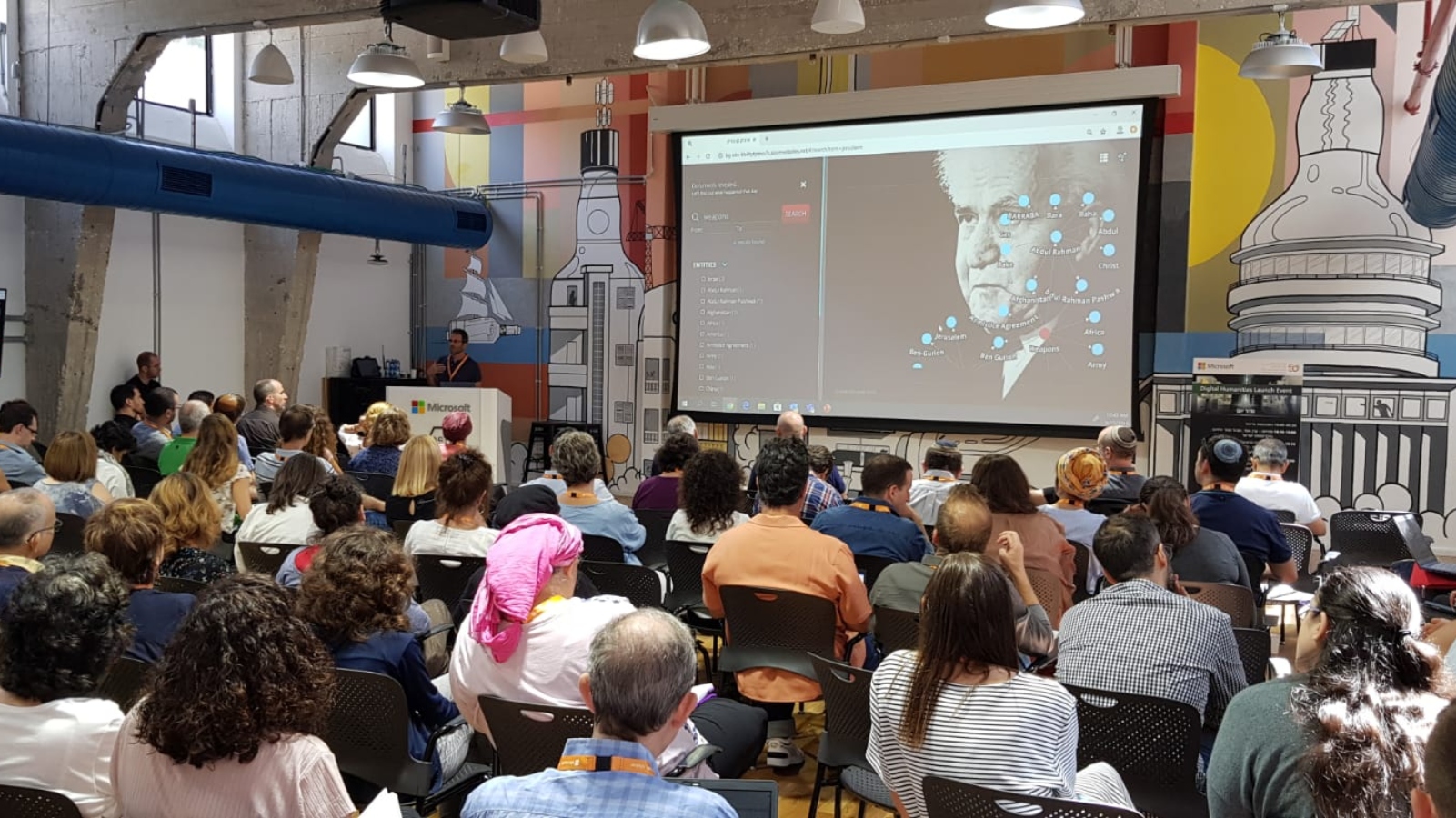 New tools to search the Ben-Gurion Archive were unveiled at the Digital Humanities Launch Event held in The Reactor, Microsoft Israel's innovation space. Photo courtesy of Ben-Gurion University Spokesman’s Office