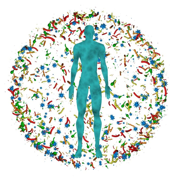 Our bodies are home to about 100 trillion tiny microbes. Illustration via Shutterstock.com