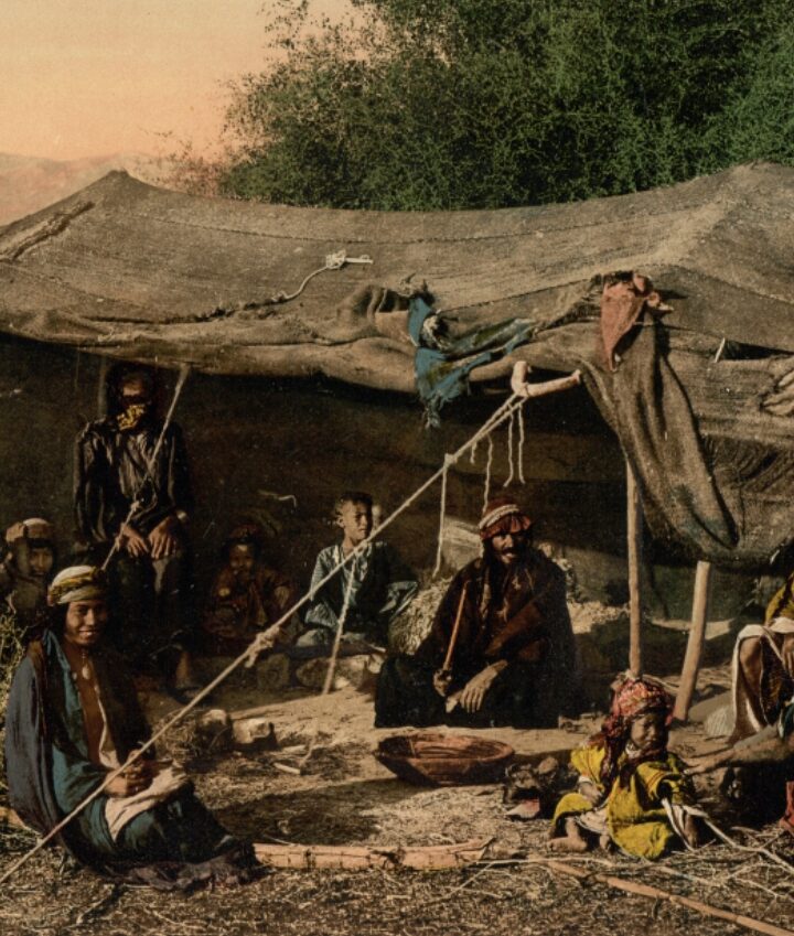 A late 19th century Bedouin tent as captured by the Bonfils Studio.