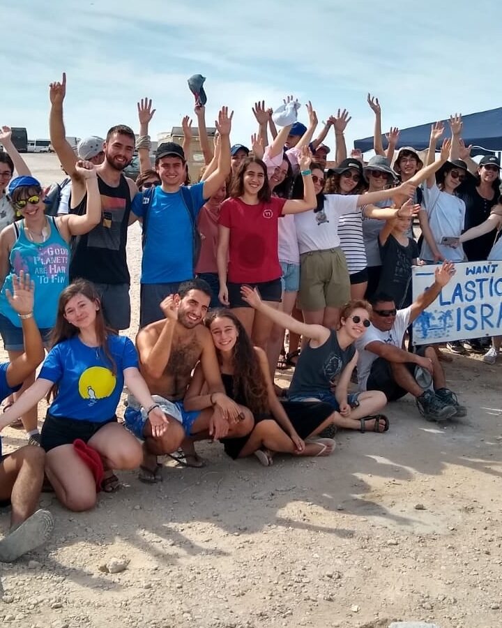 Members of Plastic Free Israel at a beach cleanup. Photo: courtesy