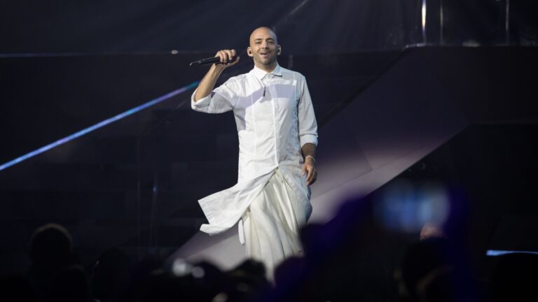 Idan Raichel at a rehearsal for the Grand Finals of the 2019 Eurovision Song Contest in Tel Aviv, May 17, 2019. Photo by Hadas Parush/Flash90
