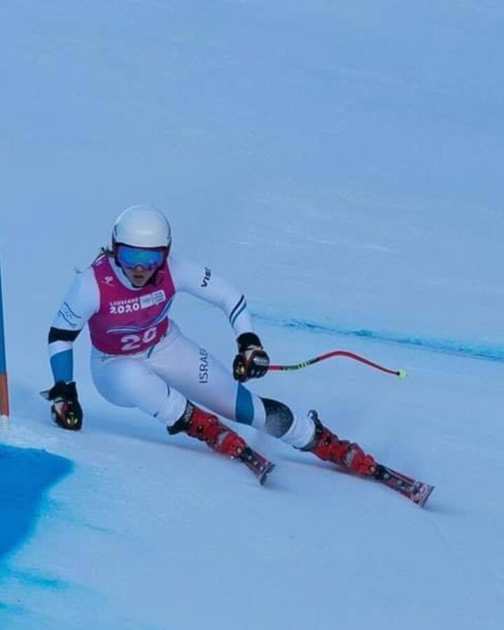 Israeli Alpine skier Noa Szollos on her way to winning a silver medal at the 2020 Winter Youth Olympic Games. Photo courtesy of Israel Ski Team