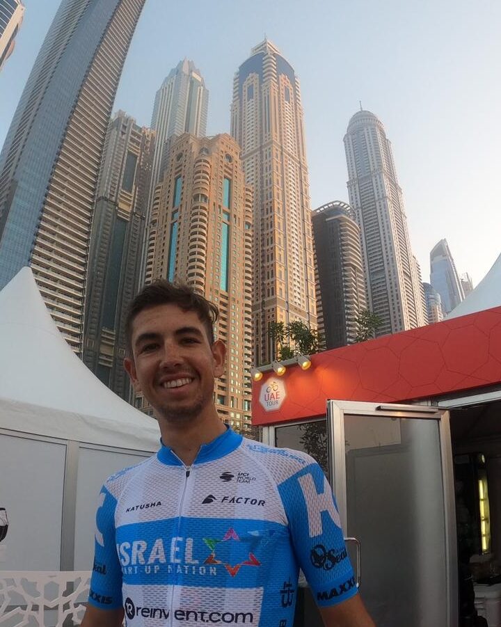 Israel Start-Up Nation cycling team member Omer Goldstein in the UAE. Photo: courtesy