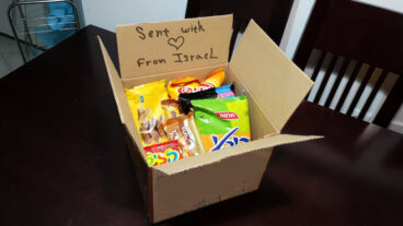 A CandyBandy box full of Israeli treats makes its way all across the world to one very happy person. Photo: courtesy