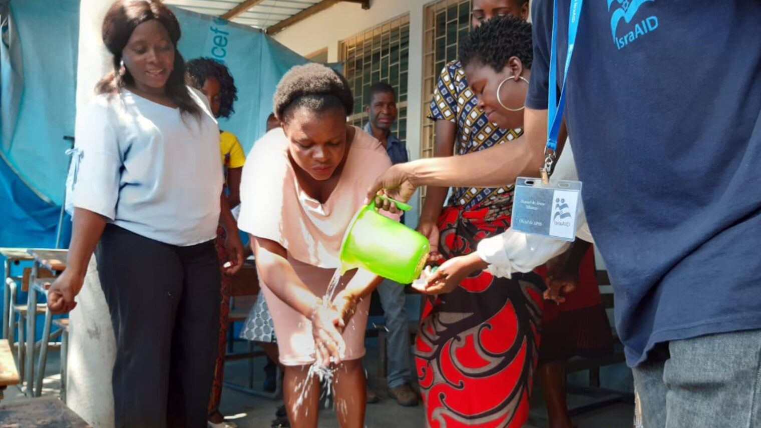 IsraAID Mozambique's team is promoting hygiene and health by bringing soap, buckets and water purification to every training they conduct for teachers as part of its ongoing psychosocial support program. Photo: courtesy