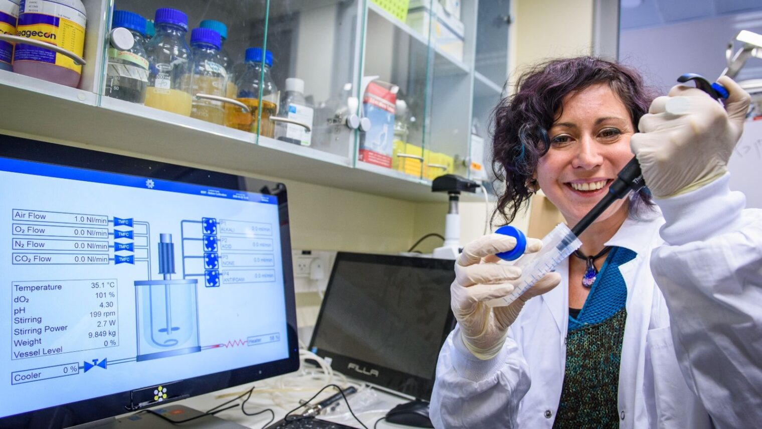 Dr. Nadia Grozdev working on vaccine for the coronavirus at the Migal Galilee Research Institute in Kiryat Shmona, March 5, 2020. Photo by Basel Awidat/Flash90