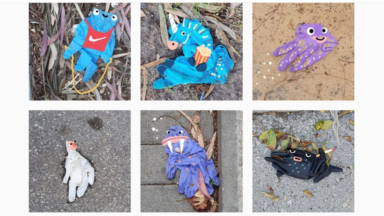 Yoav Gati’s Glove Stories characters begin with discarded disposable gloves he finds. Photo via @glove.stories