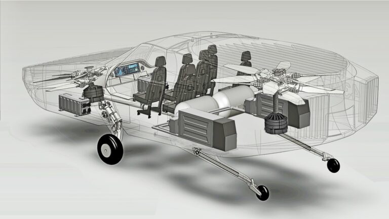 Drawing of the inside of the CityHawk VTOL courtesy of Urban Aeronautics