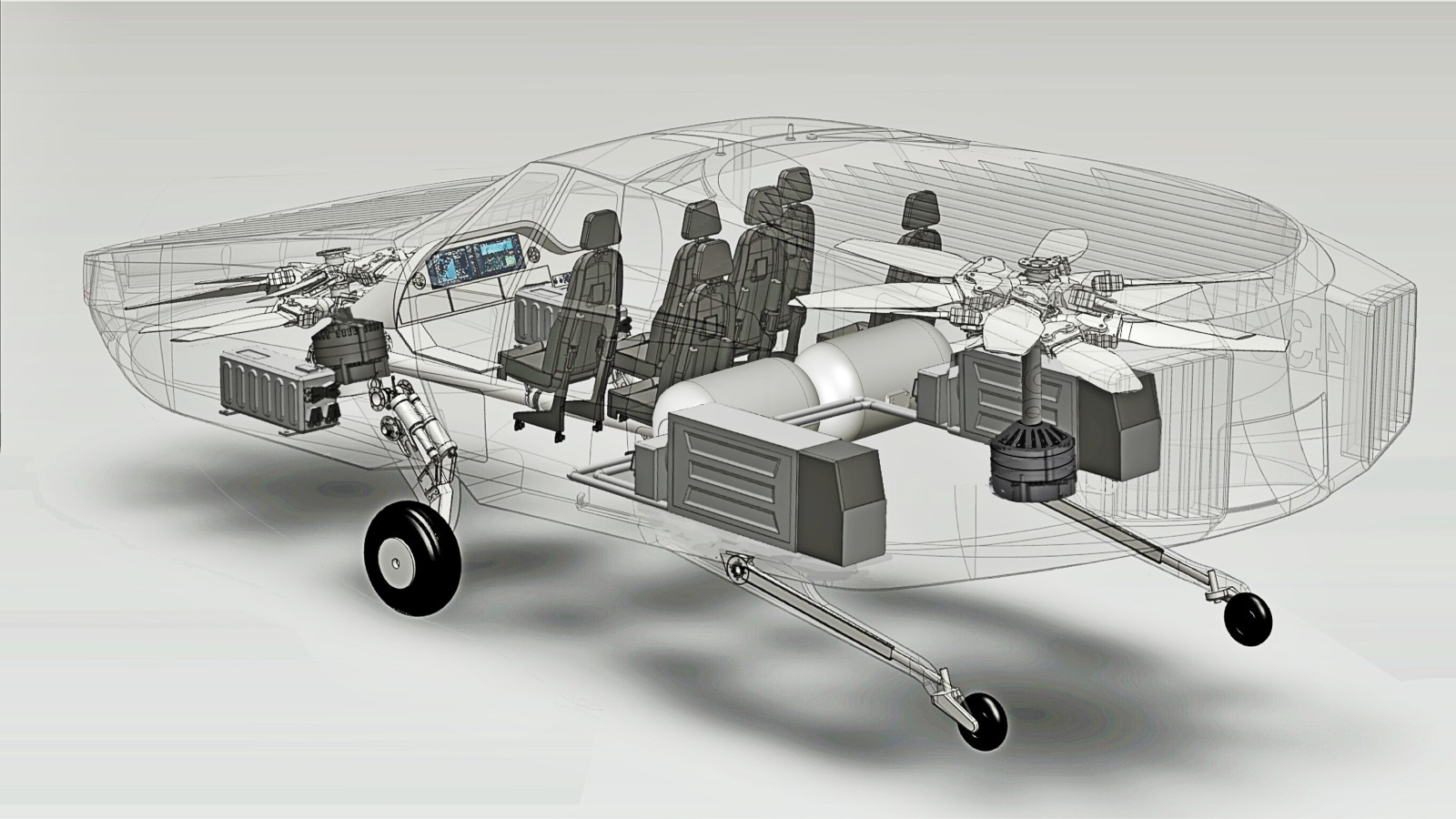 Drawing of the inside of the CityHawk VTOL courtesy of Urban Aeronautics