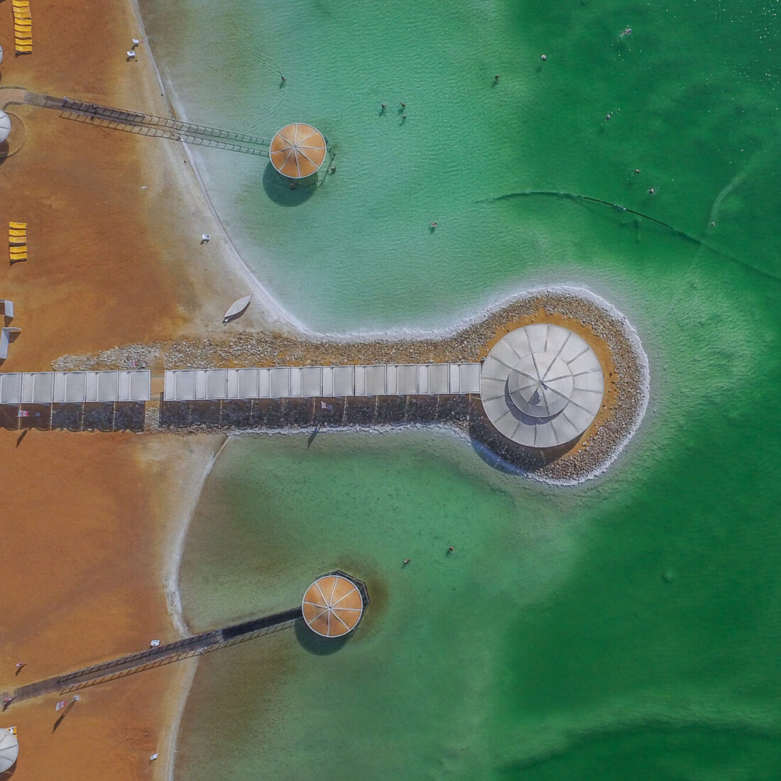An aerial view of the Dead Sea beaches. Photo by Edi Israel/Flash90
