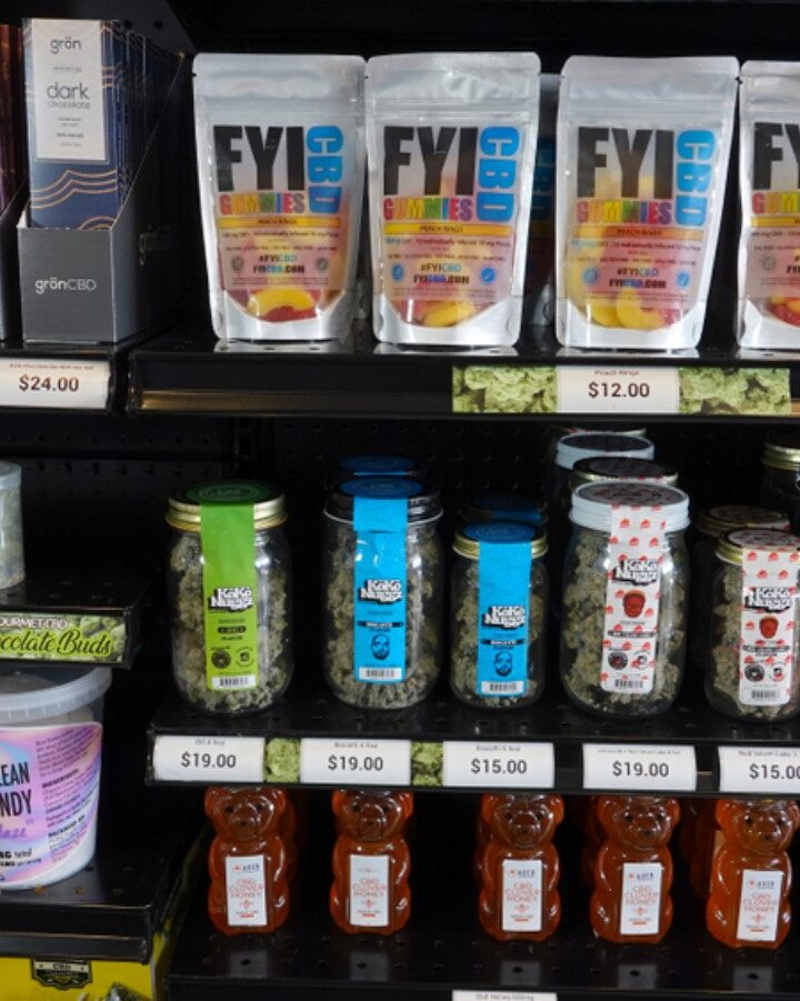 CBD-infused products in a California retail store. Photo by Simone Hogan via Shutterstock.com
