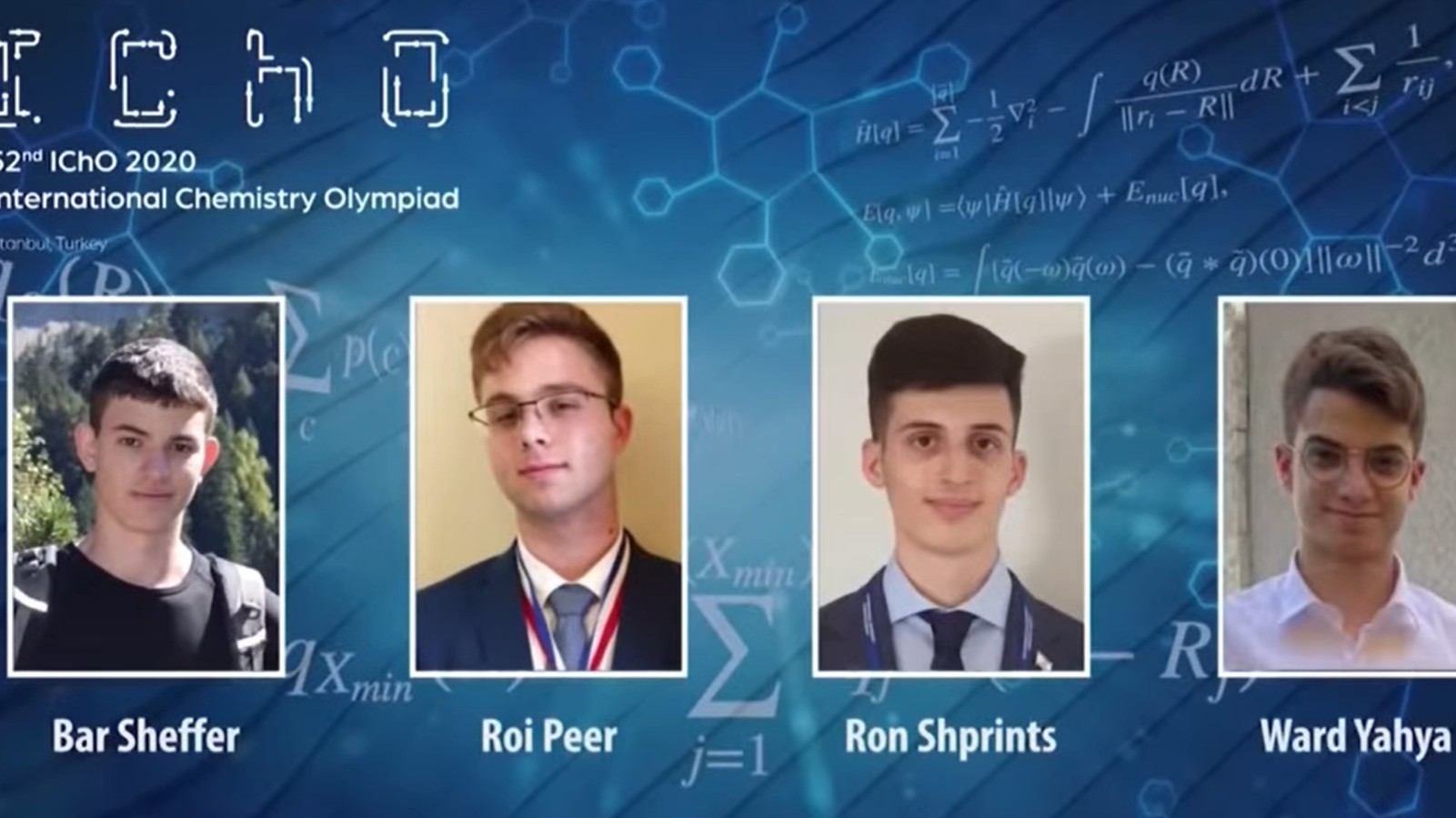 Israel’s medal-winning 2020 International Chemistry Olympiad team.
