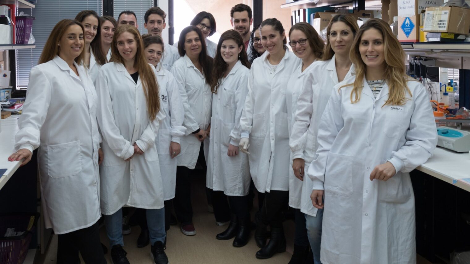 Ronit Satchi Fainaro, far left, and her multidisciplinary lab at Tel Aviv University. Photo: courtesy
