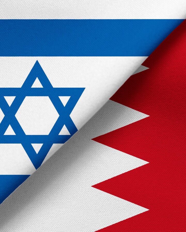 The Israeli and Bahraini flags. Image via Shutterstock.com