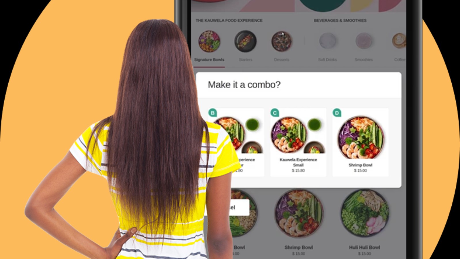 Choosing dishes at a food kiosk no longer has to involve touching the screen. Photo courtesy of Touchless.ai