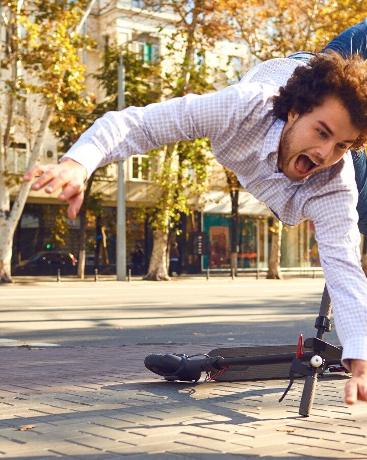 Photo of an e-scooter accident via Shutterstock.com