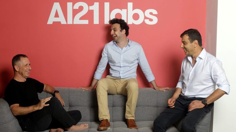 AI21 Labs heads Yoav Shoham, left, Ori Goshen and Amnon Shashua. Photo: courtesy