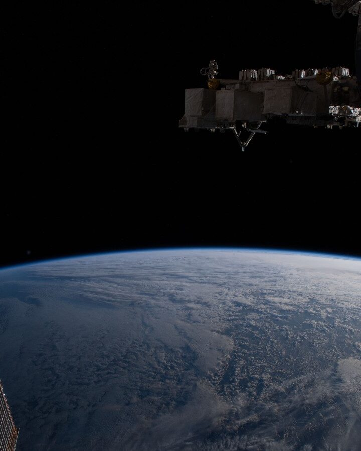 The Earth's horizon pictured as the International Space Station orbited above the north Pacific near Alaska's Aleutian Islands. Image courtesy of NASA