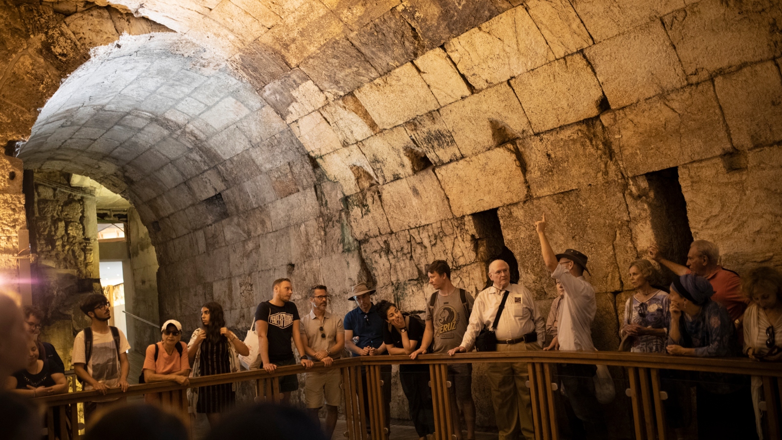 Visitors marvel the underground Western Wall Tunnels in Jerusalem’s Old City. Photo by Hadas Parush/Flash90