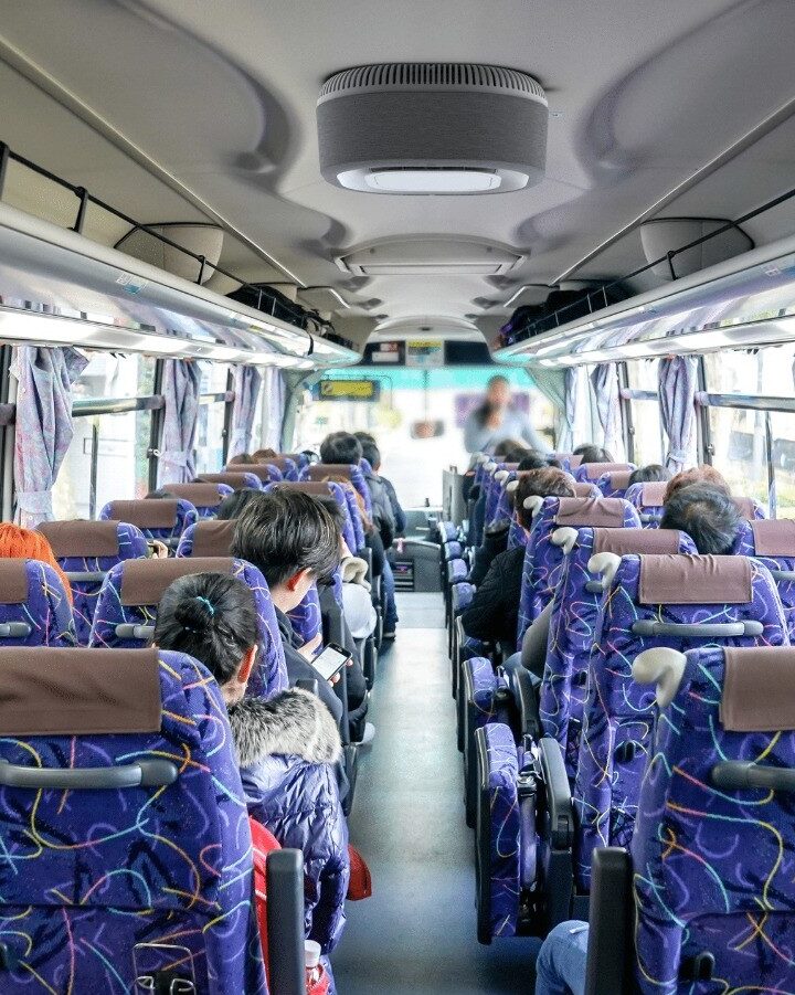 A bus equipped with an Aura Air air purification system. Photo courtesy of Aura Air