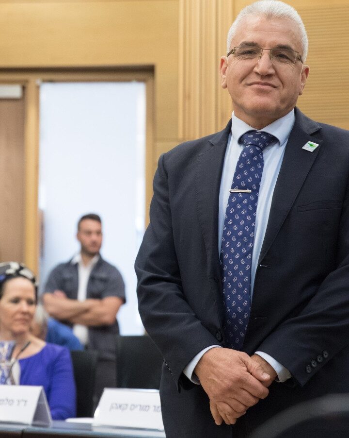 Dr. Salman Zarka attends a Knesset ceremony honoring the 12 torch lighters of the 71st Independence Day state ceremony, 2019. Photo by Noam Revkin Fenton/Flash90