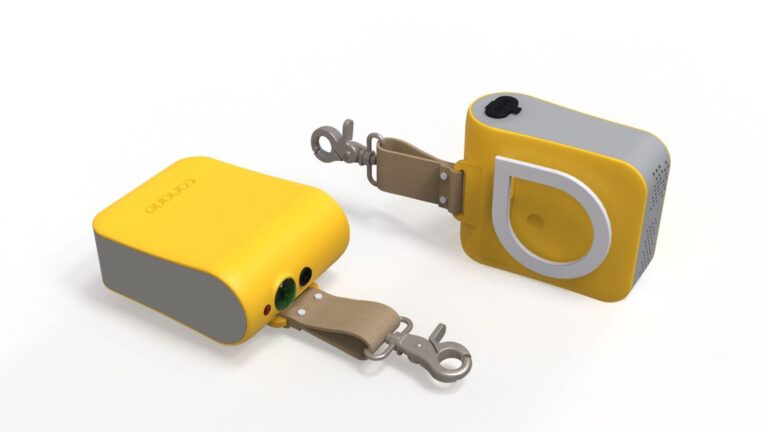 The bright-yellow personal Canario device monitors the air quality within a one-meter radius. Photo courtesy of Canario