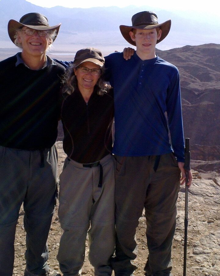 Allan Rabinowitz, Tzippi Moss and their son, Ezra Rabin, on the Israel Trail near Eilat. Photo courtesy of the Moss family