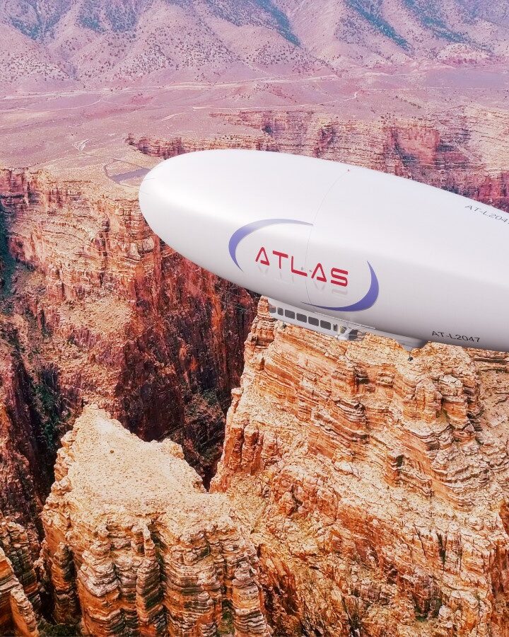 A simulation of an Atlas 11 airship over the Grand Canyon. Image courtesy of Atlas LTA