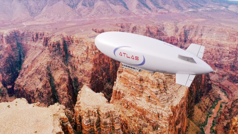 A simulation of an Atlas 11 airship over the Grand Canyon. Image courtesy of Atlas LTA