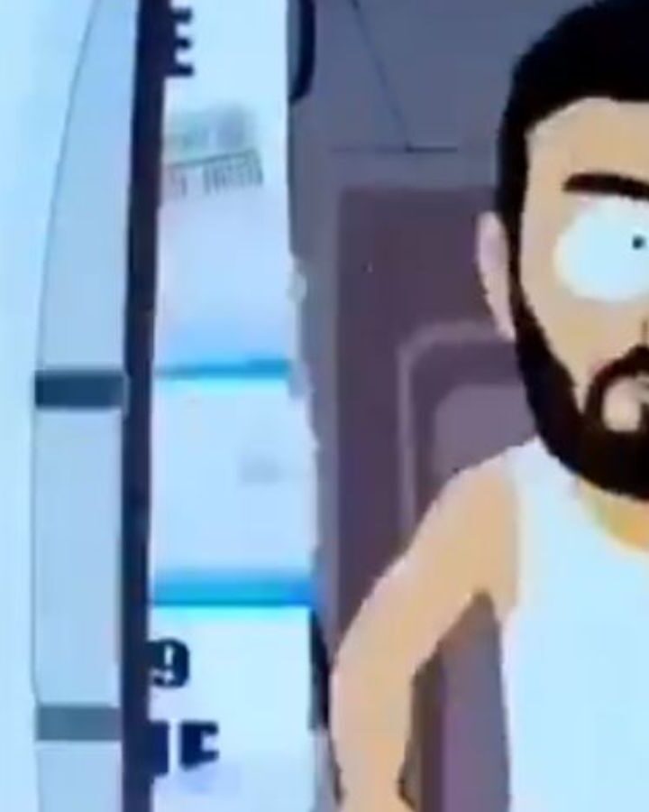 A stereotypically Israeli man hands out vaccines to the residents of South Park. (Screenshot/ Twitter)