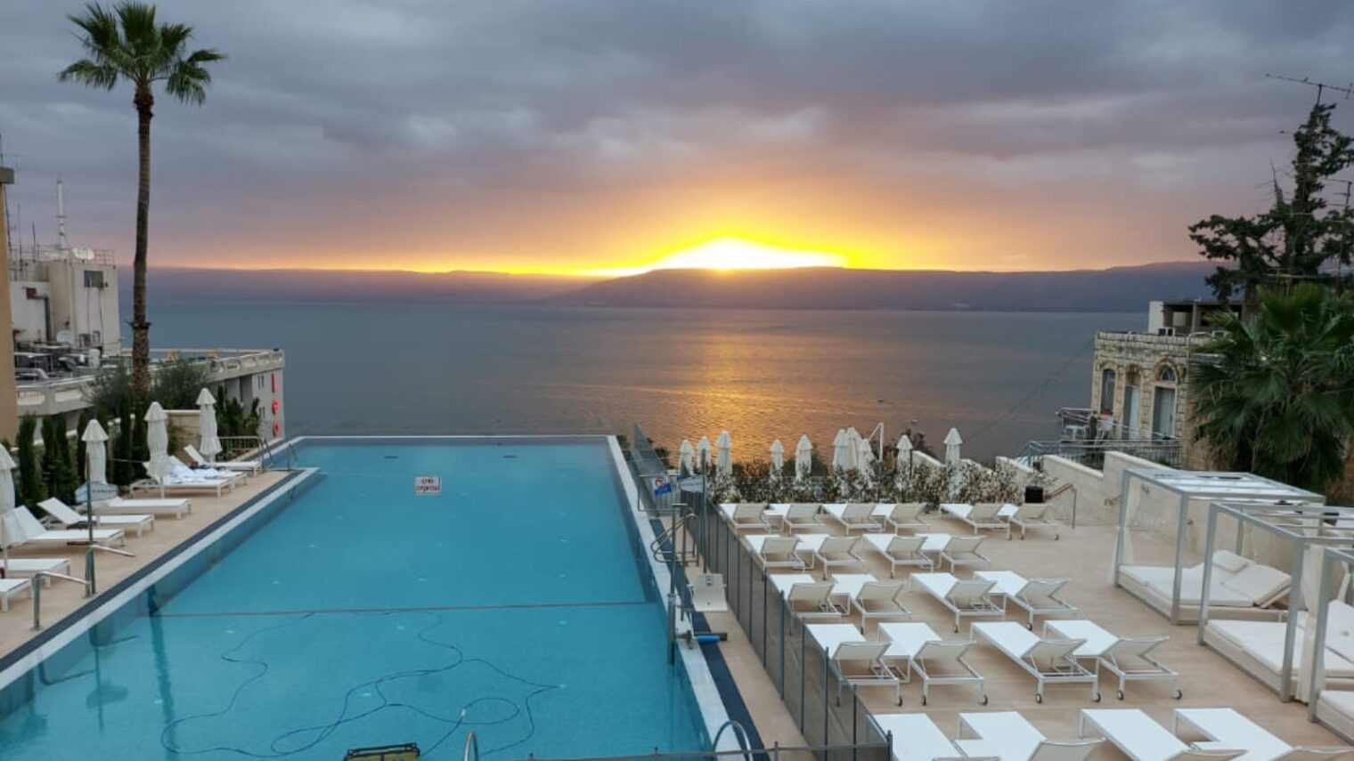Dawn breaks at the  Sofia Sea of Galilee Hotel, Tiberias. Photo courtesy of Sofia Sea of Galilee