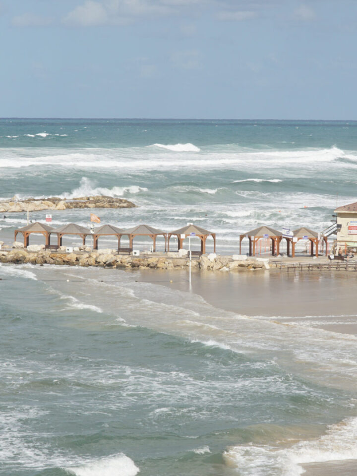Waves in the ocean at the beach front of Jerusalem Beach in Tel Aviv, Israel. Photo by Shutterstock