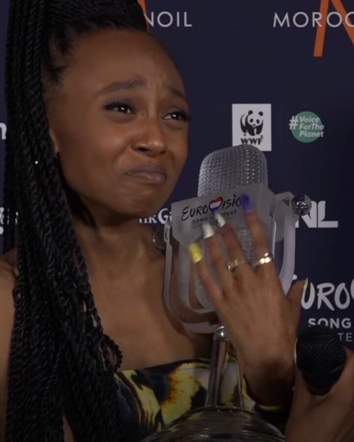 Eden Alene reacting to the news that she is a finalist in the 2021 Eurovision Song Contest. Photo: screenshot