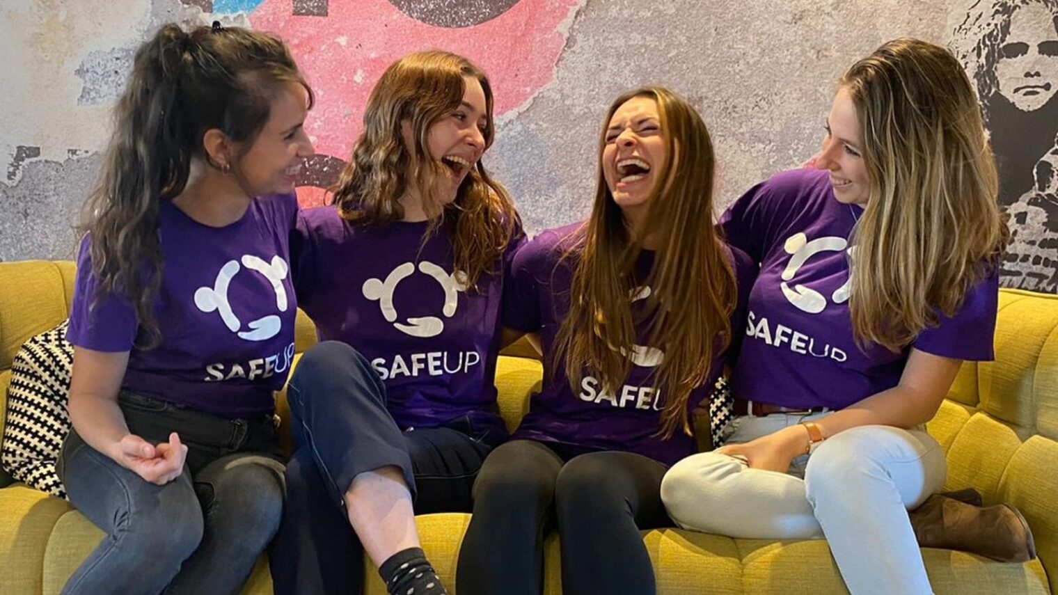 Neta Schreiber Gamliel, SafeUP’s co-founder and CEO (left), with some of the startup’s employees and volunteers. Photo courtesy of SafeUP