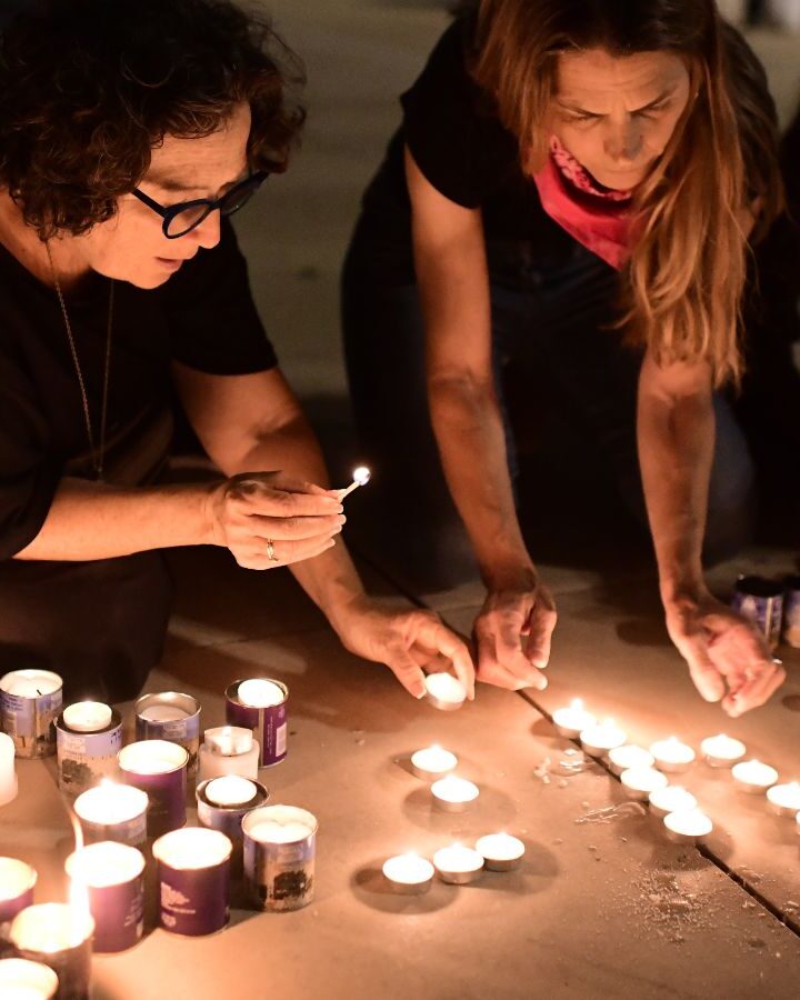 In Tel Aviv, Israelis light candles for the 45 victims who were killed in a stampede during celebrations at Mount Meron. Photo by Tomer Neuberg/Flash90