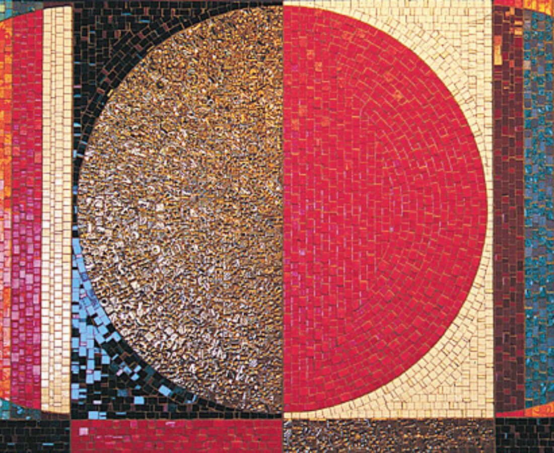 The Day and Night mosaic at Ben-Gurion University of the Negev was created by Lev Syrkin, whose many modern mosaics embellish buildings across Israel. Photo courtesy of the artist’s family/Wikimedia Commons