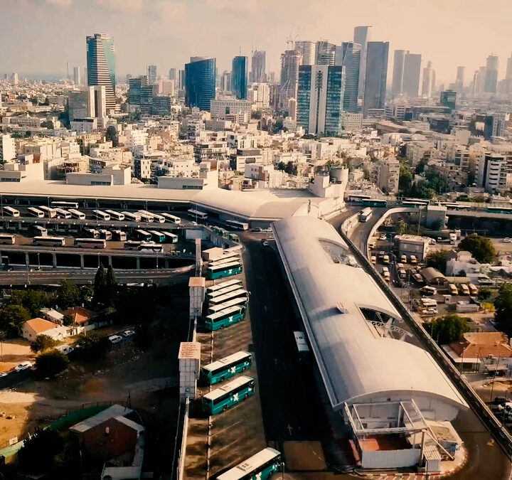 The huge Tel Aviv Central Bus Station from the air. Photo still from film, ISRAEL21c