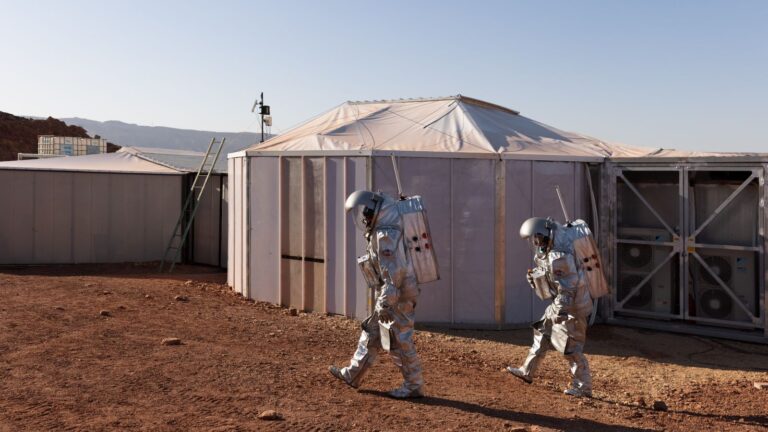 The astronauts walk past their intended habitat. Photo by Florian Voggeneder/OeWF
