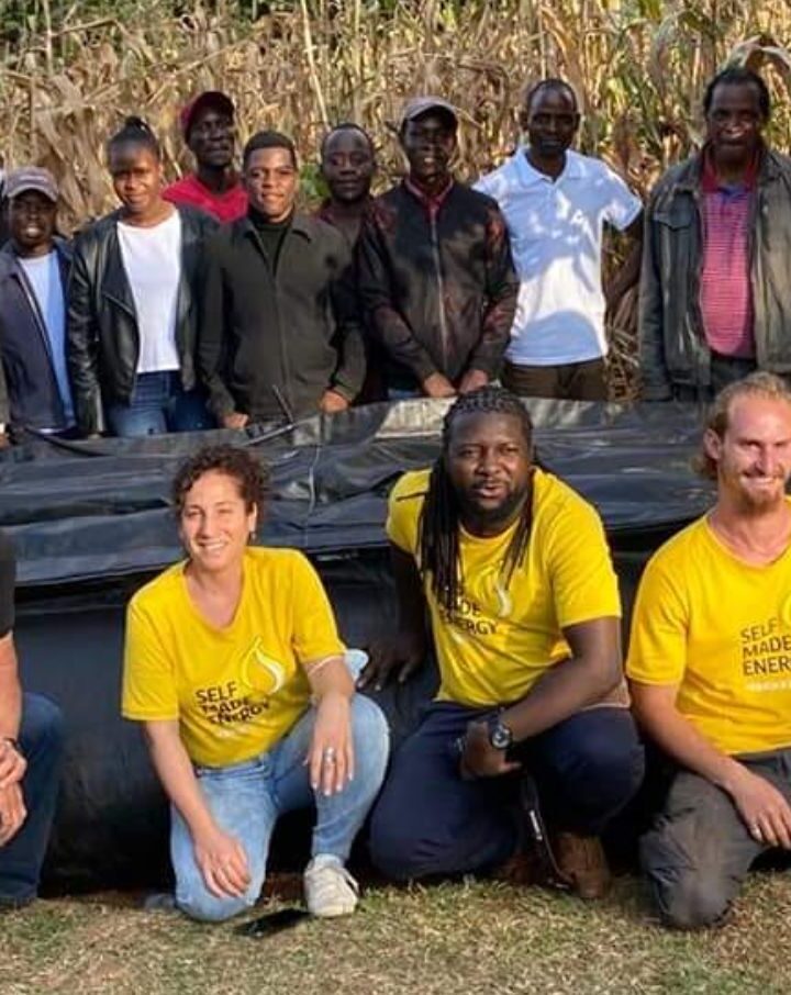 HomeBiogas team members and associates during a pilot to test out the company’s solution in a refugee camp in Africa. Photo courtesy of HomeBiogas