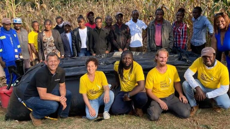 HomeBiogas team members and associates during a pilot to test out the companyâ€™s solution in a refugee camp in Africa. Photo courtesy of HomeBiogas