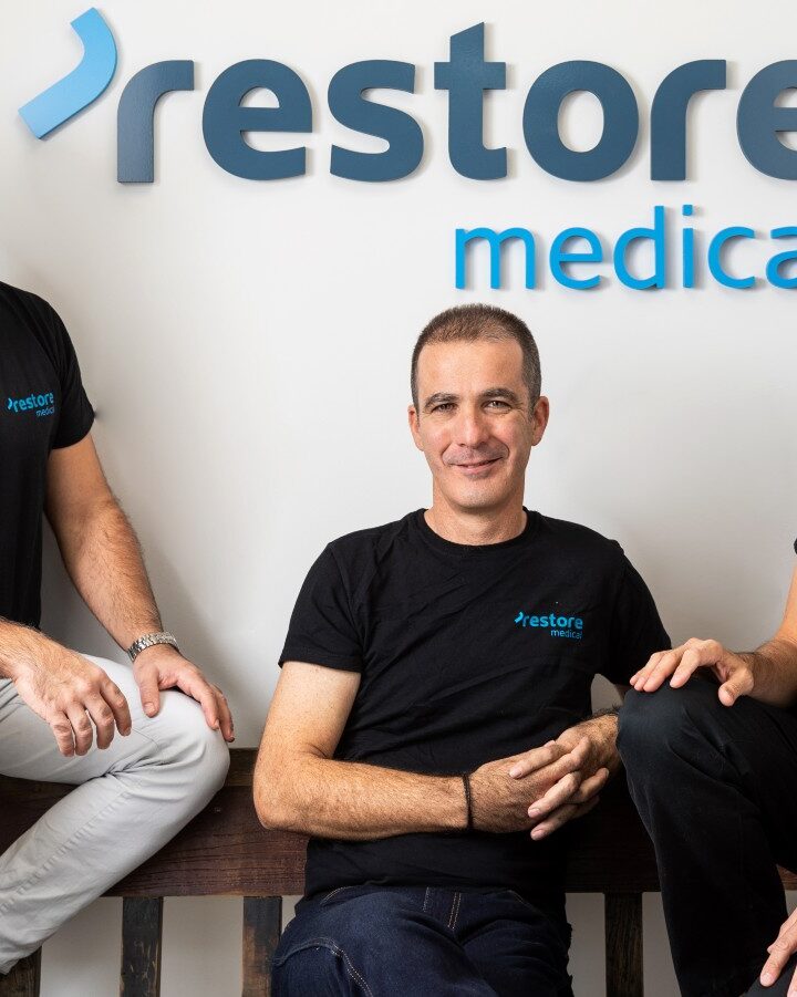 Restore Medical executives, from left: VP R&D Tsur Genosar, CEO Gilad Marom, cofounder and VP Clinical Affairs Stephen Bellomo. Photo by Eyal Toueg