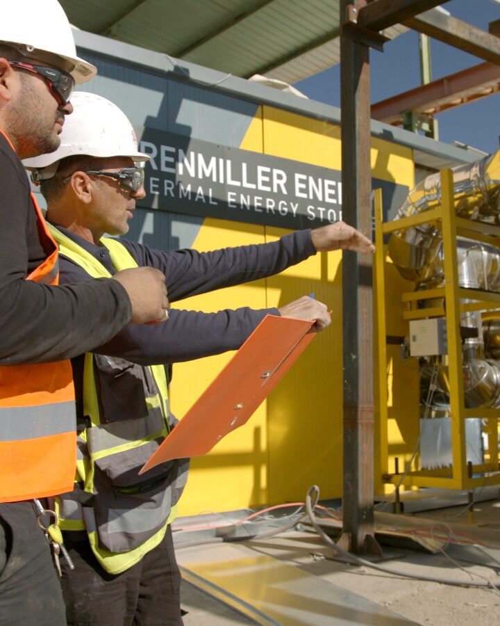 Brenmiller Energy’s continuous thermal energy storage battery uses crushed volcanic rock, replacing industrial boilers. Photo courtesy of Brenmiller Energy